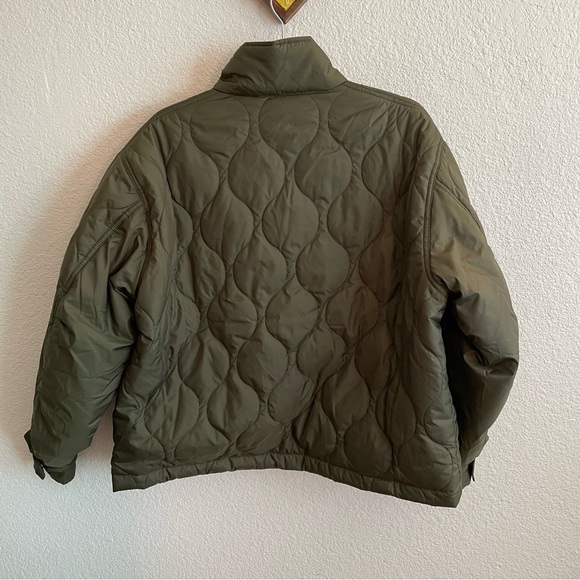 NWT Oak + Fort Quilted Oversized Olive Green Jacket - Picture 2 of 4